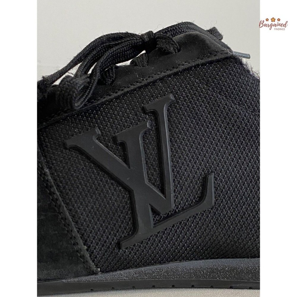 Authentic Louis Vuitton Black Mesh & Suede LV Logo Low Top Sneakers 38/8 - Picture 2 of 13